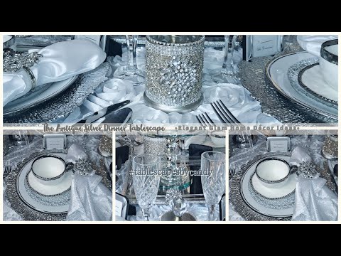 The Antique Silver Shimmering Elegance Dinner Party Tablescape | Tablescapes by Candy