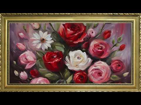 VALENTINES FLORAL OIL PAINTING FREE TV ART WALLPAPER SCREENSAVER HOME DECOR SAMSUNG FRAMED TV ART