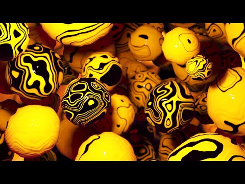 Liquid Yellow 3D Balls in Zero Gravity Abstract Background video | Footage | Screensaver