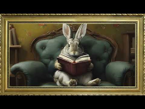 MOODY EASTER BUNNY TV ART WALLPAPER SCREENSAVER BACKGROUND VINTAGE FRAME SAMSUNG TV ART OIL PAINTING