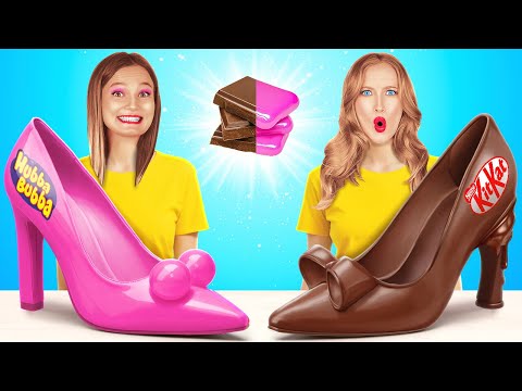 BUBBLE GUM VS CHOCOLATE FOOD CHALLENGE! Amazing Food by 123 GO!