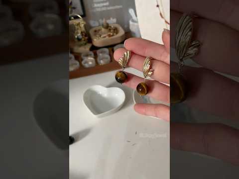 Tiger’s eye simple earrings#earringslover #earringsdesign #jewelry #tigerseye #earrings #tutorial