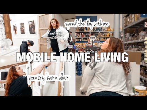 DOUBLE WIDE PANTRY BARN DOOR | double wide trailer makeover | mobile home living + day in the life