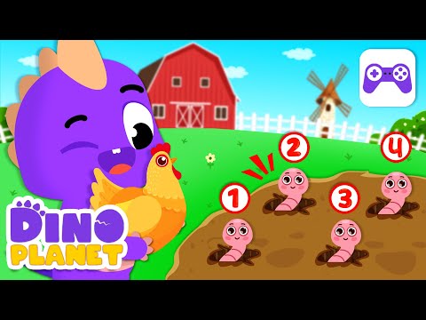 Learn to count 0-10 | 🦃🐄🐰 Farming game  | Dino Cartoon Class