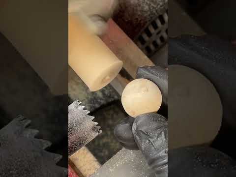 Making wooden balls with a custom made tool that uses a hole saw on a lathe.