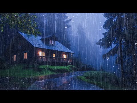 HEAVY RAIN at Night to Sleep Well and Beat Insomnia | Thunderstorm for Insomnia, RELAX, ASMR