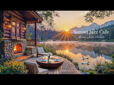 Romantic Sunset Jazz in Lakeside Coffee | Gentle Instrumental Jazz Music for Healing Your Soul