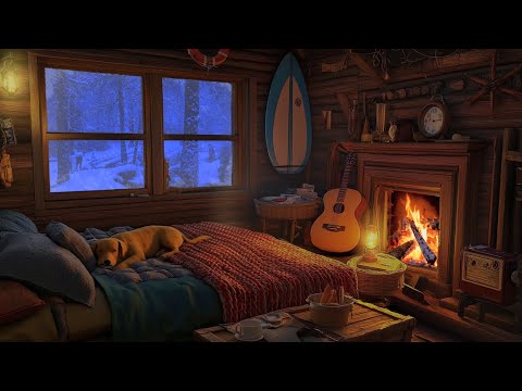 Peaceful Snowy Night - Cozy Fireplace Space for Deep Relaxation, Good Night Sleep ❄️🔥