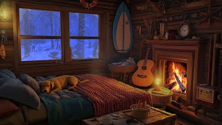 Peaceful Snowy Night - Cozy Fireplace Space for Deep Relaxation, Good Night Sleep ❄️🔥