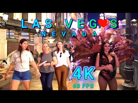 Las Vegas Strip Night Walk 1/2, Nevada USA 4K - UHD