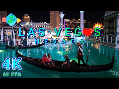 Las Vegas Strip Night Walk 2/4, Nevada USA 4K - UHD