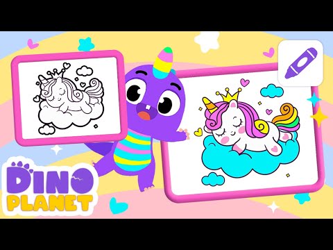 How to color a rainbow unicorn 🎨🦄🌈 | Learn colors with DINO | DINO Cartoon Class