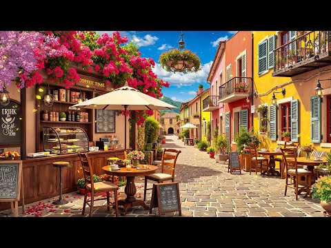 Outdoor Spring Coffee Shop Ambience with Positive Jazz & Sweet Bossa Nova Piano Music for Good Mood