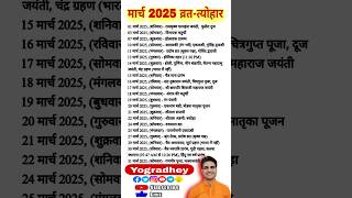 March 2025 Punchang | Tithi | Nakshatra | Yog | Panchang | March 2025 Festivals | Vrat Tyohar