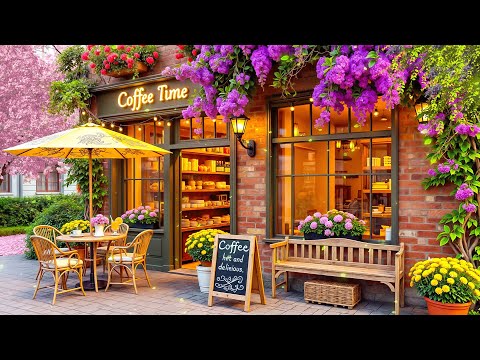 Elevate your mood with Spring Jazz Music ~ Relaxing Bossa Nova Piano at Outdoor Coffee Shop Ambience