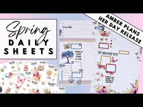 PLAN WITH ME & FLIP THROUGH | SPRING DAILY SHEETS WITH AMBER PLANS HER DAY RELEASE