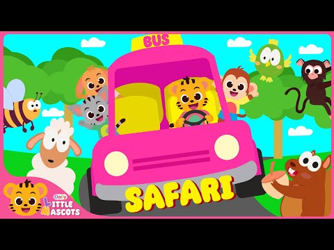 Wheels On The Bus🚌 Jungle Safari | Monkey, Sheep n more | Little Mascots Nursery Rhymes & Kids Songs