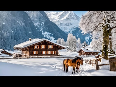 Switzerland’s Mountain Village Gimmelwald fully covered with snow🇨🇭Magical Swiss Valley