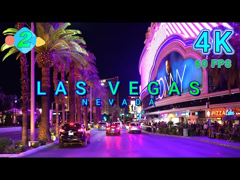 Late Night Drive in Las Vegas Part 2/4, Nevada USA 4K - UHD