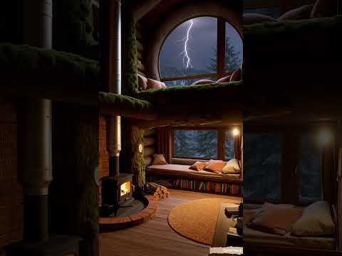 Rainy Night  #relax #cabinambience #rain #cozycabinambience #peace #rainsounds #calm #cabinsound