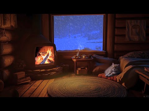 Cozy Winter Ambience for Reading with a Fireplace, Snowfall and Blizzard Sounds