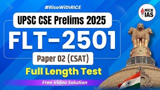 🚀 UPSC CSE Prelims 2025 CSAT Full-Length Test (FLT-2501) - Paper 2 Free Video Solution!