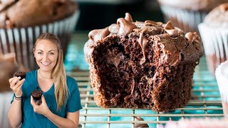 The Most Chocolatey Double Chocolate Muffins