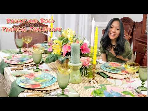 New: HOW TO CREATE BRIGHT AND BOLD TROPICAL TABLESCAPE 2024!!! IDEAS #tablescapetuesdays24