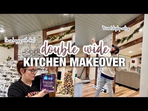 😍 OH I LIKE THIS!!! Double wide trailer kitchen makeover series | painted shiplap ceiling | ep.43