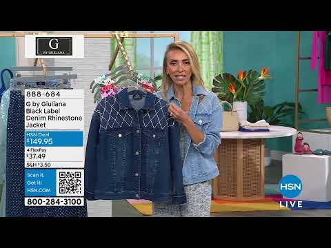 G by Giuliana Black Label Denim Rhinestone Jacket