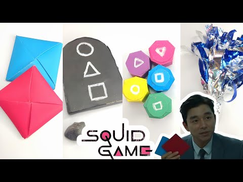 DIY All Games Of Squidgame - Best paper toys - How to make paper ddakji ,flying stone ,Gongi ,Jegi