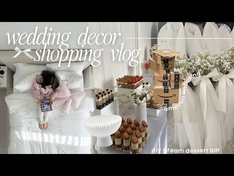 wedding decor shopping vlog: ikea + homegoods, amazon wedding decor unboxing as a 2025 bride!