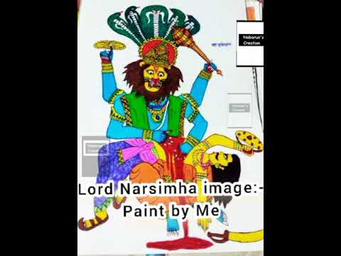 My Painting Lord Narsimha image. Drawn by Me...🙏🙏🌹🌷🦁🦁🦁🦁🦁🦁🦁🦁🦁🦁🦁🙏🙏