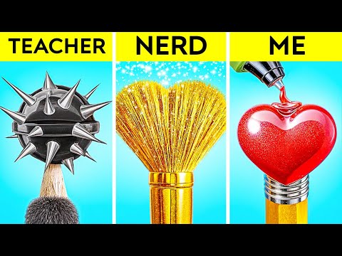 STUDENT VS TEACHER ART CHALLENGE! Easy School Hacks by 123 GO!