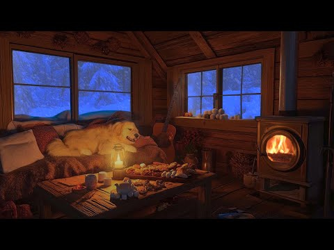 Fall Asleep Instantly With The Snowstorm Night Ambience |Cozy Bedroom With Cracking Fireplace Sounds