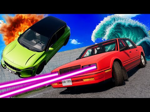 Using a Car with LASERS to ESCAPE the Flood in BeamNG Drive Mods?!