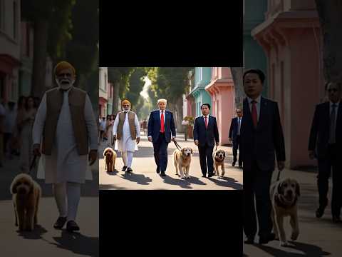 "Trump, Modi & Kim Jong Walking Dogs?! The Most Unexpected Street Meetup!"