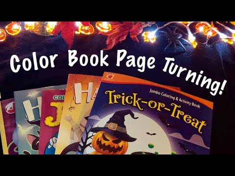 Rhythmic~Hypnotic~Color book page turning (No talking only) Crackling candle~halloween ambiance🎃ASMR