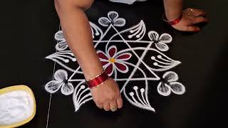 Daily use rangoli design //simple side border rangoli design //daily muggulu