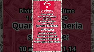 QUANTO RENDE OS DIVIDENDOS NA AÇÃO DO Banco Bradesco #BBDC4 #Shorts