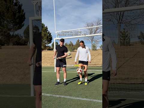 Soccer vs. hockey skills… what’s harder?? #soccer #soccerskills #hockey #hockeyskills #couple