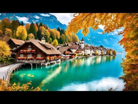 Peaceful Autumn Walk In Swiss Town Interlaken Switzerland 🇨🇭