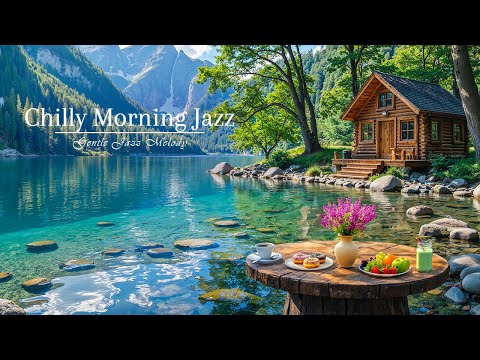 Chilly Morning Jazz In Spring Lakeside Porch | Gentle Jazz Melody & Birdsong To Relax, Study & Work