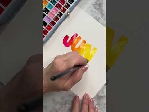 Block & script lettering #ytshorts #diyartproject #watercolor #brushlettering #papercraft