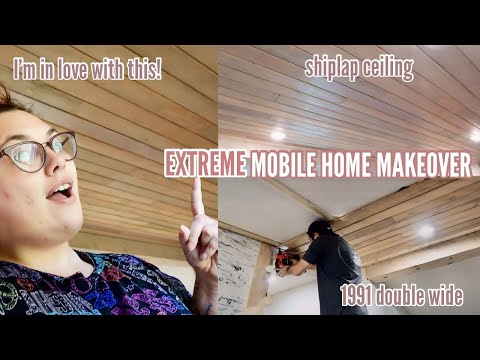 THIS JUST TRANSFORMED MY ENTIRE MOBILE HOME | extreme mobile home makeover | shiplap ceiling | ep.27