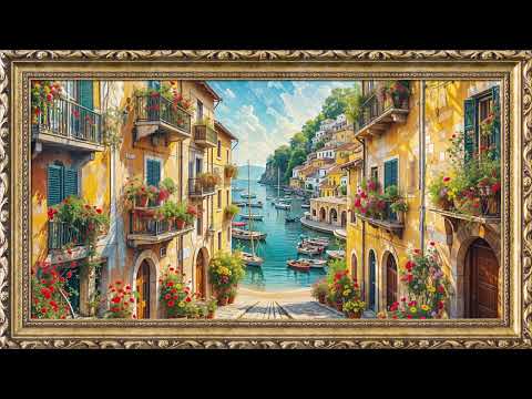 The Artistic Serenity of a Mediterranean Village | 8 Hours Framed TV Screensaver | 4K Wallpaper