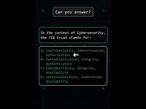 In Cybersecurity CIA Triad stands for? Can you answer? #hacker #cybersecurity #coding  #shorts #hack