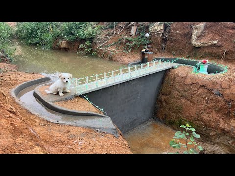 Build mini dam hydropower on a small stream with a powerful unit