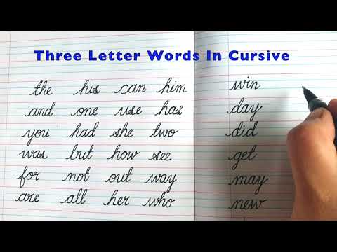 How to write three letter words in cursive || cursive writing practice || 3 letter words in cursive