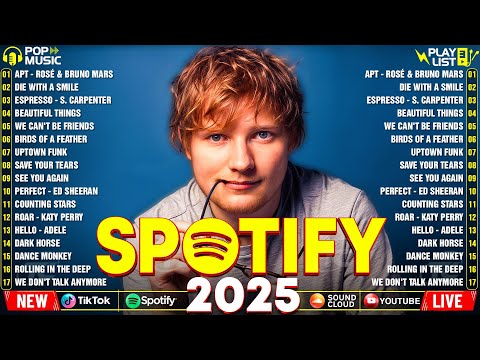 Ed Sheeran, Bruno Mars, Dua Lipa, Adele, Maroon 5, Rihanna, The Weeknd - Pop music 2025